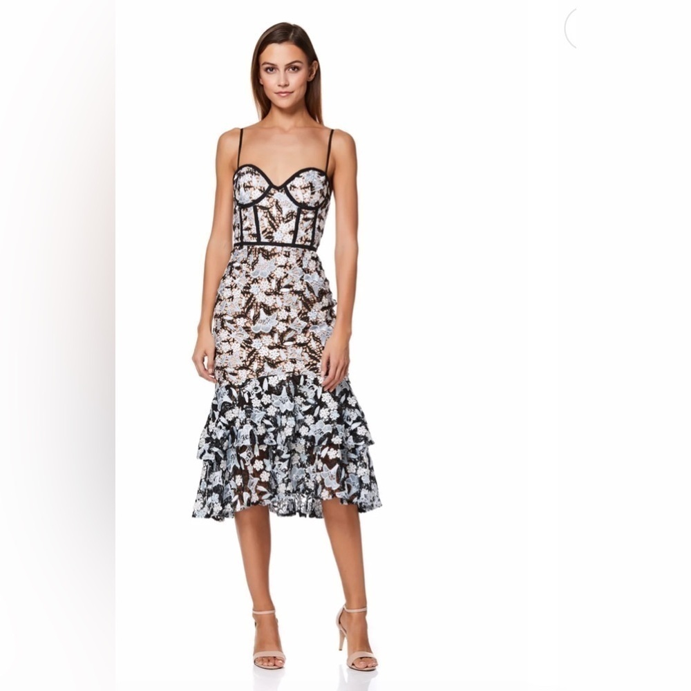 Jojo All Over Lace Midi Dress with Ruffle Hem